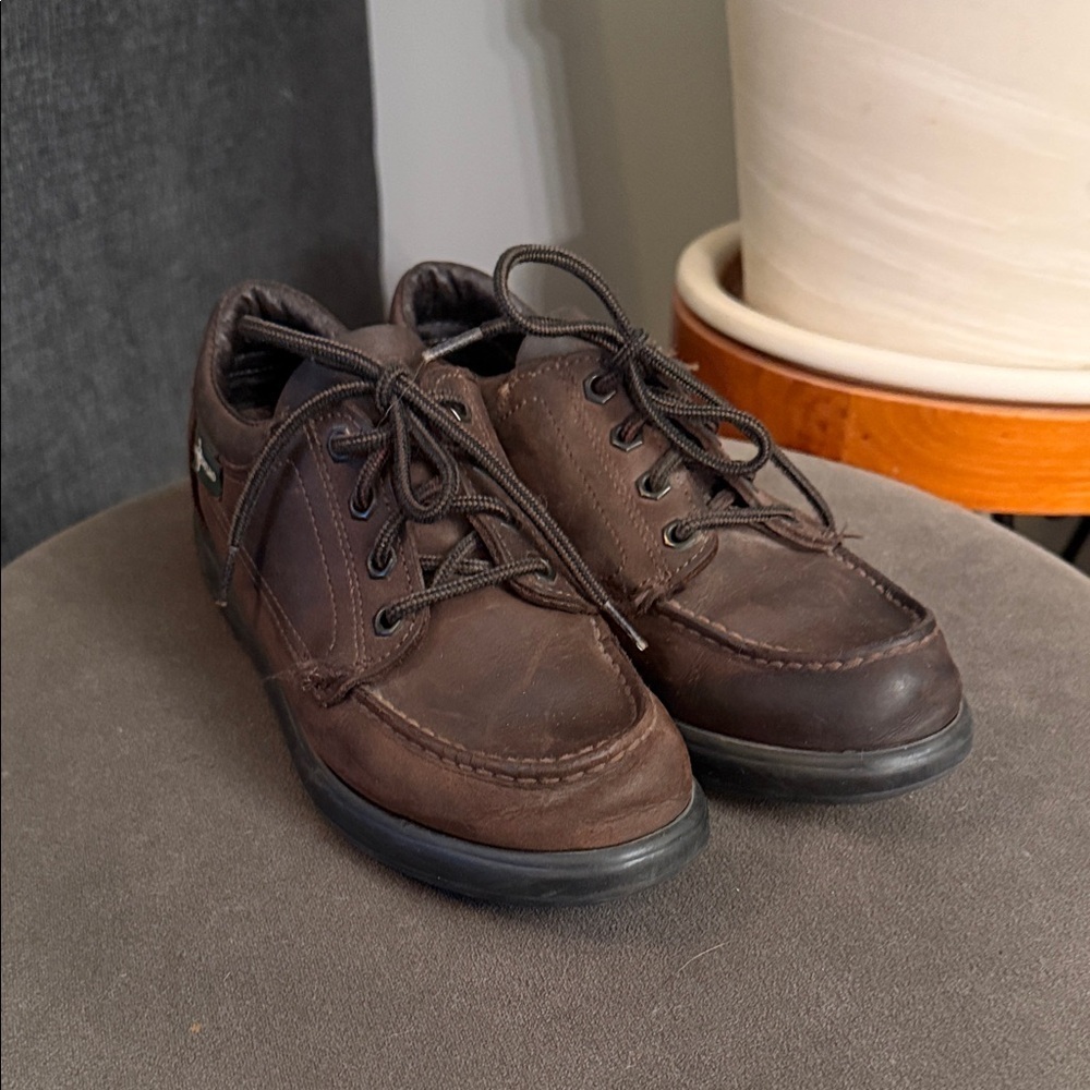 Eastland Dark Brown Womens 7.5M Moc Toe Leather Boat Shoes Rubber Lug Sole